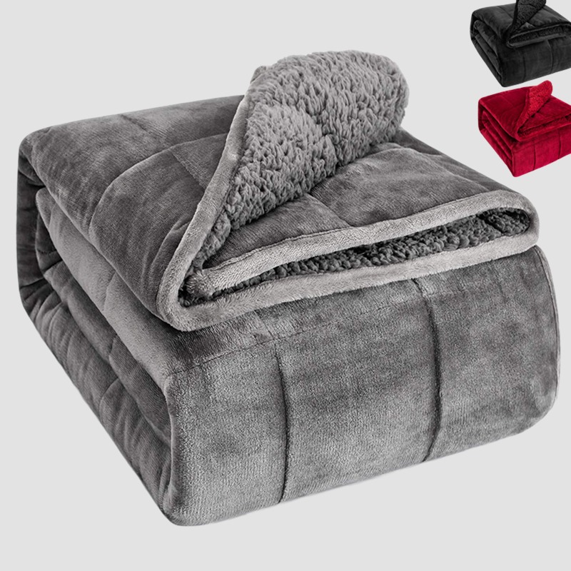 Twin queen king size sherpa 10lbs 15lbs reduce autism anxiety gravity snsory weighted minky blanket sherpa blanket