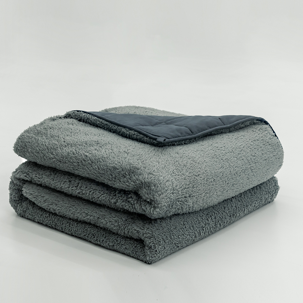 Heavy thick mink polyester sherpa weighted blanket with glass beads