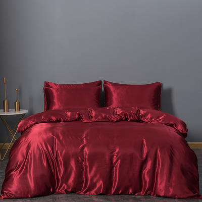 Satin 1 Pc Duvet Cover and 2 Pcs Pillow Shams, Super soft and Luxury, Red