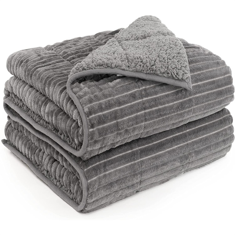 Sherpa Minky Flannel stripe weighted blanket